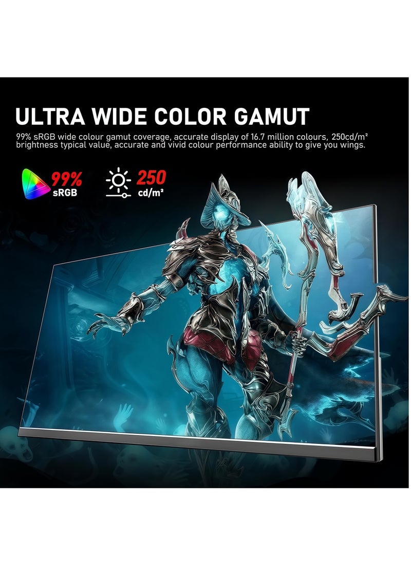 FlashHawk 24 Inch 165Hz Gaming Monitor with Full HD 1080p Display, IPS Panel, 1ms Response Time, HDMI2.1 & DP1.4 Inputs - Black  - Image 4