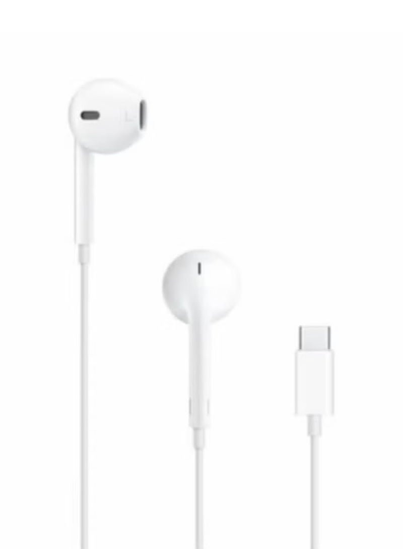 سماعات أذن سلكية USB-C مزودة بميكروفون وتحكم في مستوى الصوت، سماعات أذن داخلية لأجهزة iPhone 17/16/15 Pro/Pro Max و iPad Pro/Air و Samsung (أبيض) - Image 1