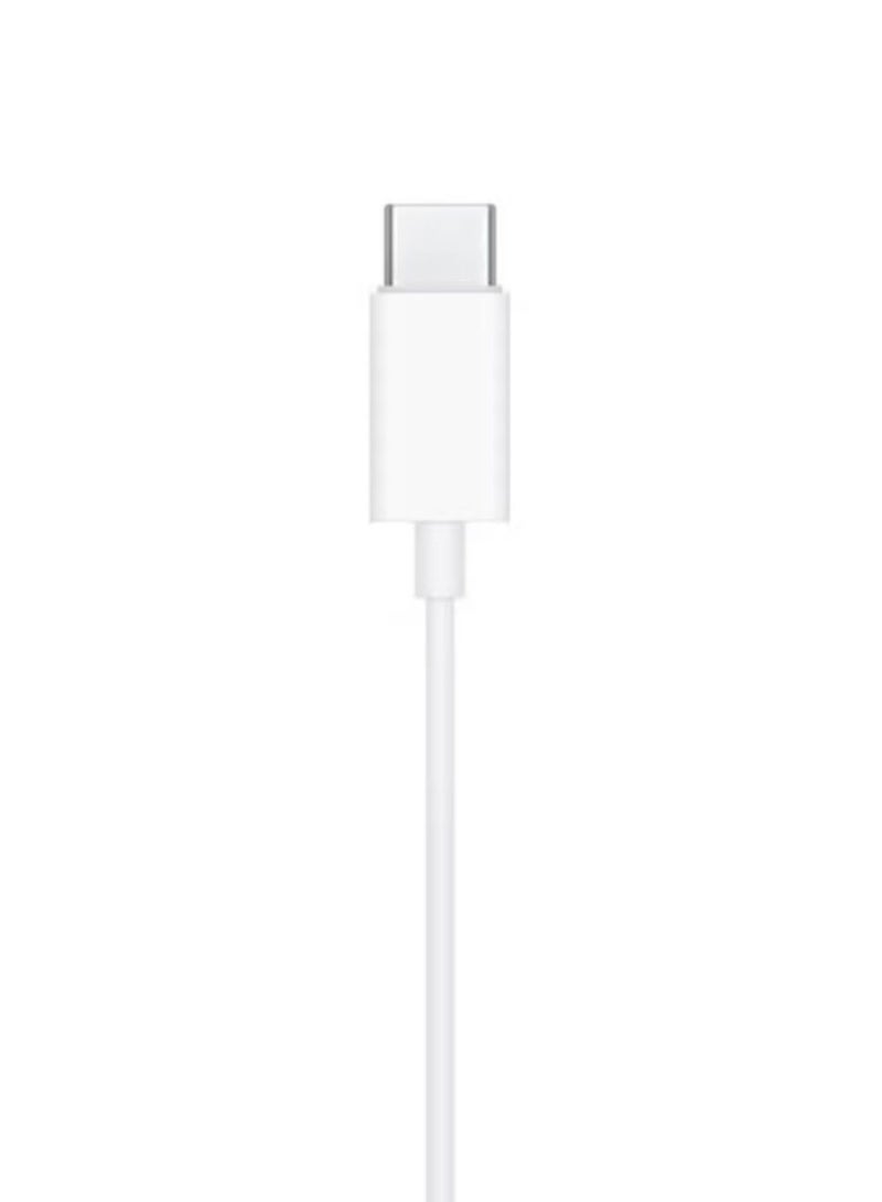 سماعات أذن سلكية USB-C مزودة بميكروفون وتحكم في مستوى الصوت، سماعات أذن داخلية لأجهزة iPhone 17/16/15 Pro/Pro Max و iPad Pro/Air و Samsung (أبيض) - Image 2