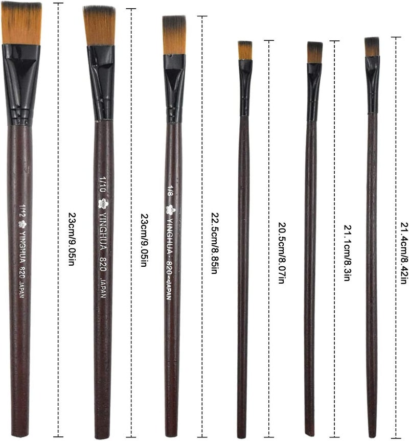 YILANJIN 6 PCS Flat Paint Brush Set, Oil Painting Brushes, Acrylic Paint Brush, Face Paint Brushes, Professional Painting Brushes Set Nylon, Watercolor Paint Brushes, Gouache Paint Brushes for Art - Image 2