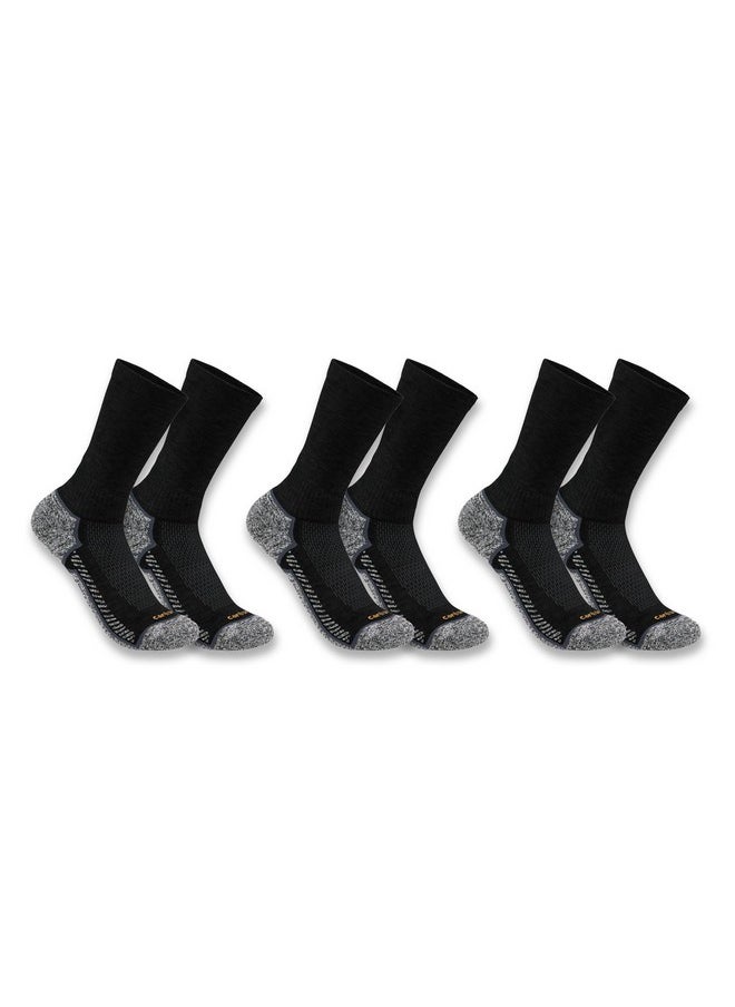 carhartt Carhartt Men's Force Performance Work Socks 3 Pair Pack, Black, Large  - Image 1