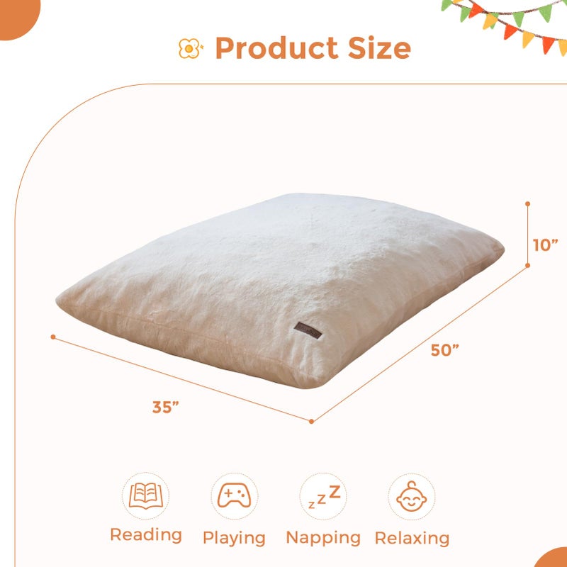 MAXYOYO 3 in 1 Kids Bean Bag Chair Bed, Child Floor Sofa for Gaming, Reading, Faux Fur Floor Mattress with High-Density Foam Filling for Living Room Bedroom - Image 2