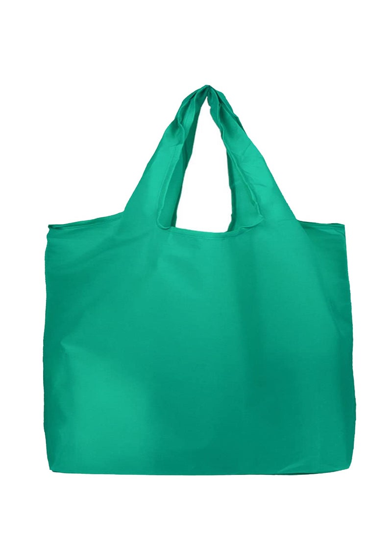 Grocery Bags, Heavy Duty Reusable Foldable Groceries Tote Bag, Portable and Folding Shopping Bag with Elastic Band to Tie, Waterproof, Washable Tote Bags, Long Handle, Large Bulk, 2 Pack (grass green)  - Image 1