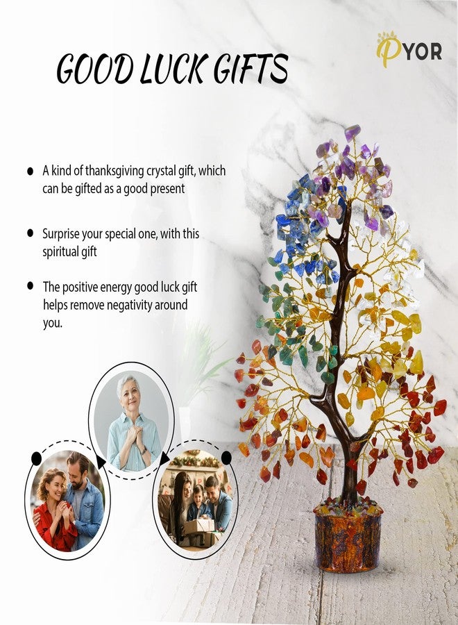 PYOR 7 Chakra Crystal Tree of Life for Office Decor - Crystals and Stones - House Warming Gifts for Women for New Home - Meditation Accessories - Size 10-12 Inches 300 Beads Chakra Stones - Image 4