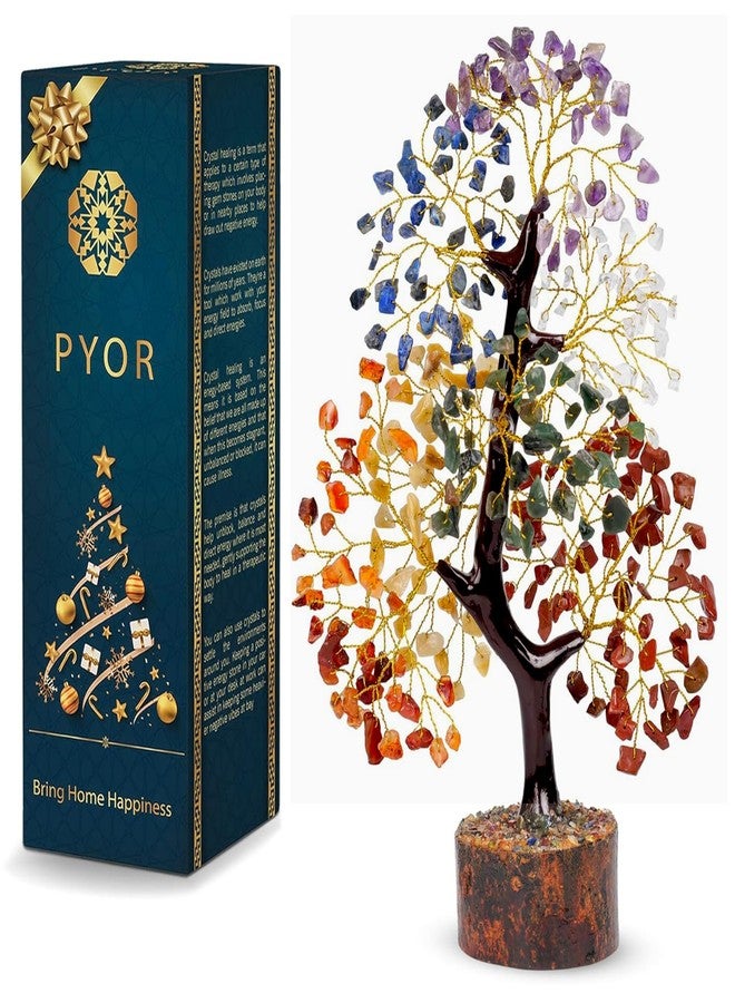 PYOR 7 Chakra Crystal Tree of Life for Office Decor - Crystals and Stones - House Warming Gifts for Women for New Home - Meditation Accessories - Size 10-12 Inches 300 Beads Chakra Stones - Image 1