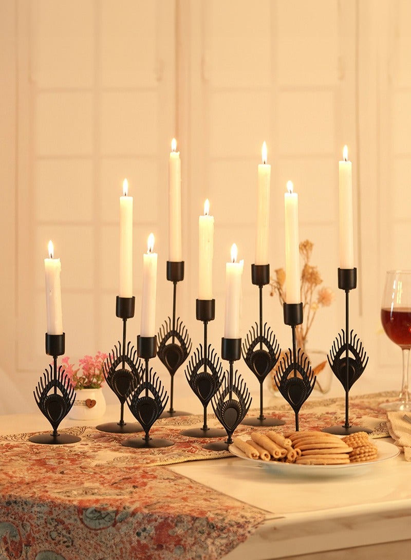 3-piece set of black European candle holders,feather romantic candlelight dinner decoration - Image 3