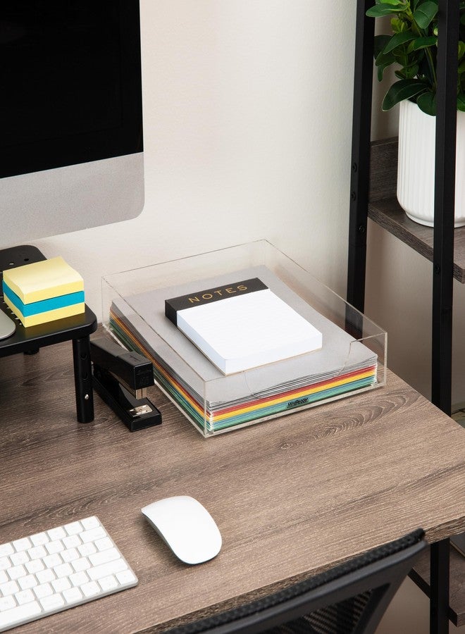 Mind Reader Paper Tray, Desktop Organizer, File Storage, Modern, Office, Acrylic, Clear - Image 2