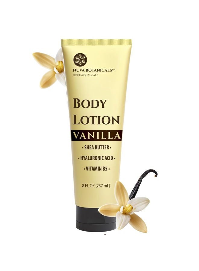 Nuva Botanicals Vanilla Body Lotion for Women Dry Skin - Vanilla Lotion for Women with Hyaluronic Acid - Body Cream for Women with Shea Butter - Moisturizing and Hydrating Vanilla Body Care (8 fl oz) - Image 1