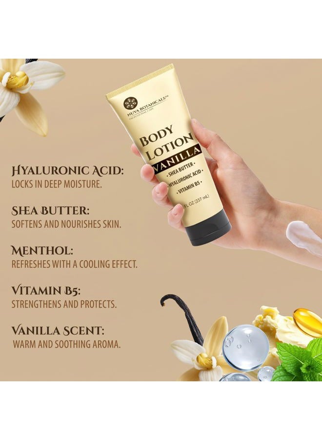 Nuva Botanicals Vanilla Body Lotion for Women Dry Skin - Vanilla Lotion for Women with Hyaluronic Acid - Body Cream for Women with Shea Butter - Moisturizing and Hydrating Vanilla Body Care (8 fl oz) - Image 4