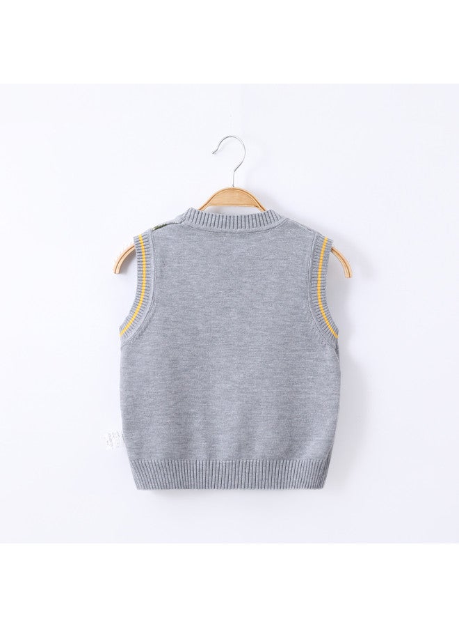 Baby Knitted Vest, Boys' Cute Sleeveless Vest, Autumn Boys' Full-opening Vest, Autumn Infant Top, Children's Clothing - Image 4