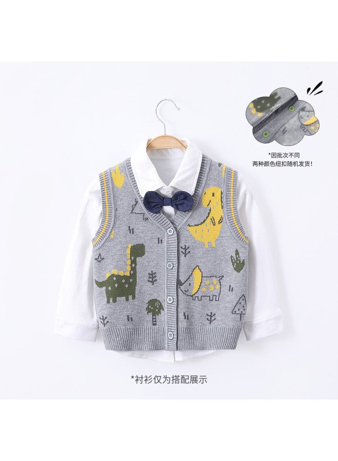 Baby Knitted Vest, Boys' Cute Sleeveless Vest, Autumn Boys' Full-opening Vest, Autumn Infant Top, Children's Clothing - Image 2
