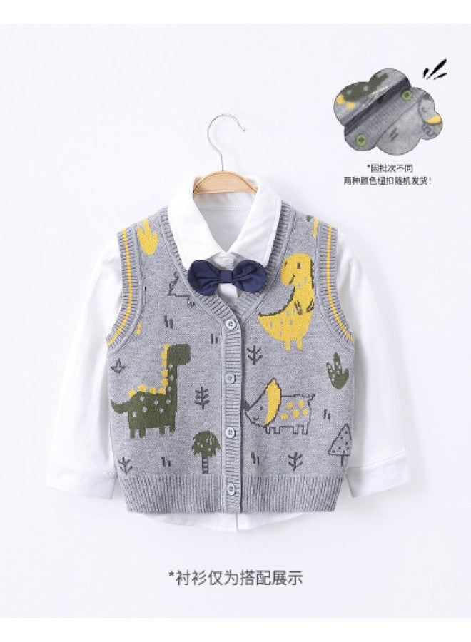 Baby Knitted Vest, Boys' Cute Sleeveless Vest, Autumn Boys' Full-opening Vest, Autumn Infant Top, Children's Clothing - Image 1
