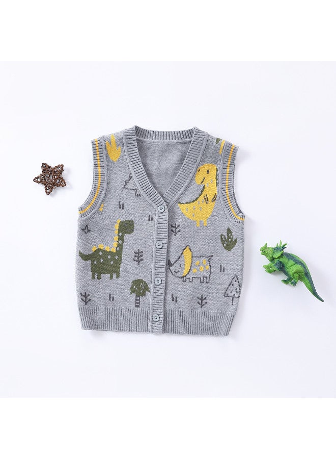 Baby Knitted Vest, Boys' Cute Sleeveless Vest, Autumn Boys' Full-opening Vest, Autumn Infant Top, Children's Clothing - Image 5