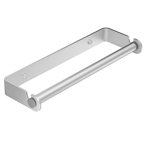 PEDORUBY Under Cabinet Paper Towel Holder, Adhesive or Drill Mount Paper Towel Holder, Wall Mount Paper Towel Holders for Kitchen or Bathroom (Silver) - Image 1