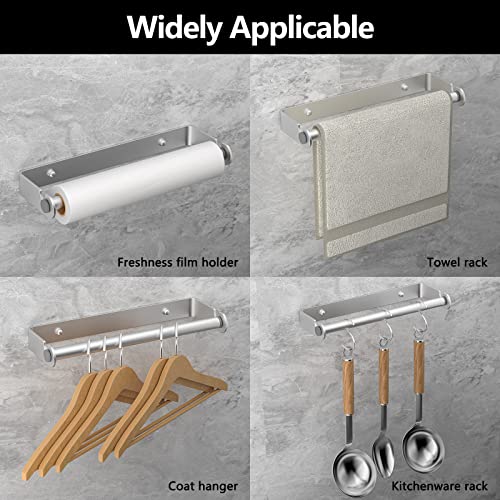 PEDORUBY Under Cabinet Paper Towel Holder, Adhesive or Drill Mount Paper Towel Holder, Wall Mount Paper Towel Holders for Kitchen or Bathroom (Silver) - Image 4