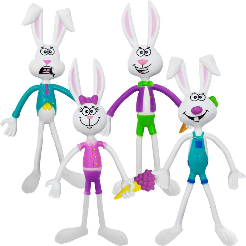 ArtCreativity Bendable Easter Bunny Figurines, Set of 8, Easter Toys for Kids with 4 Colorful Designs, Easter Basket Stuffers for Toddlers, Stress Relief Fidget Toys for Kids, Great Gift for All Ages - Image 1