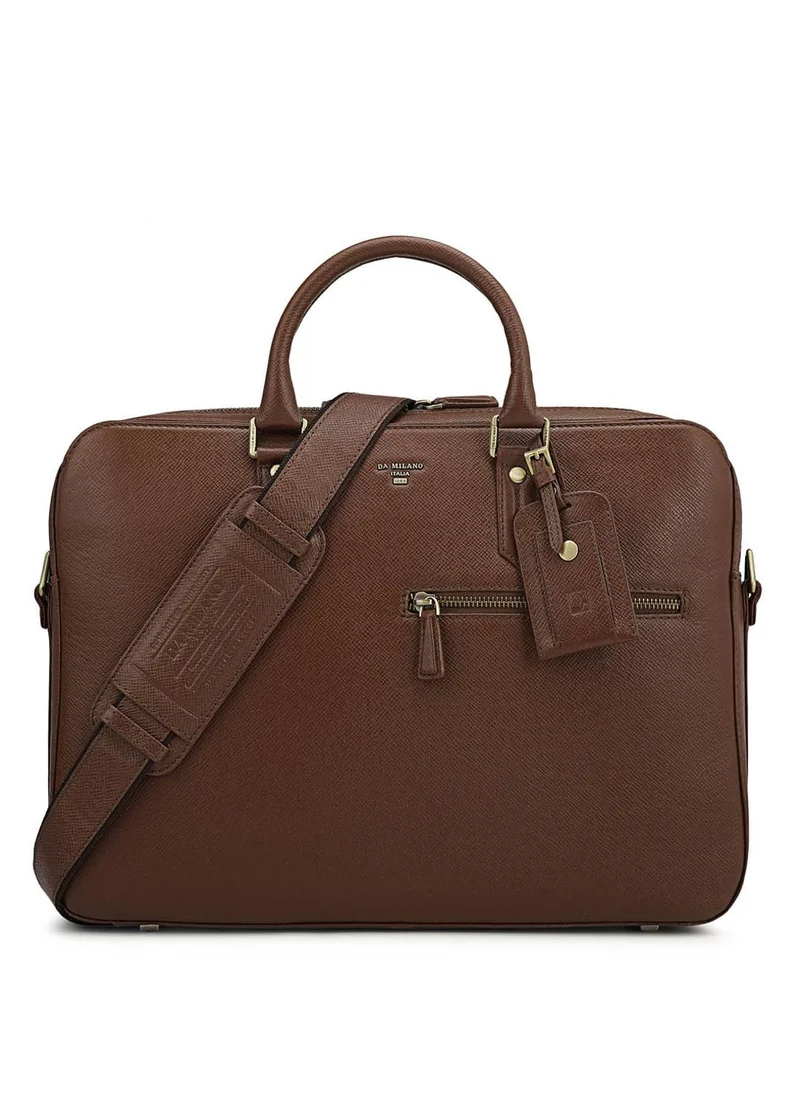 دا ميلانو حقيبة لاب توب جلد طبيعي بني من دا ميلانو