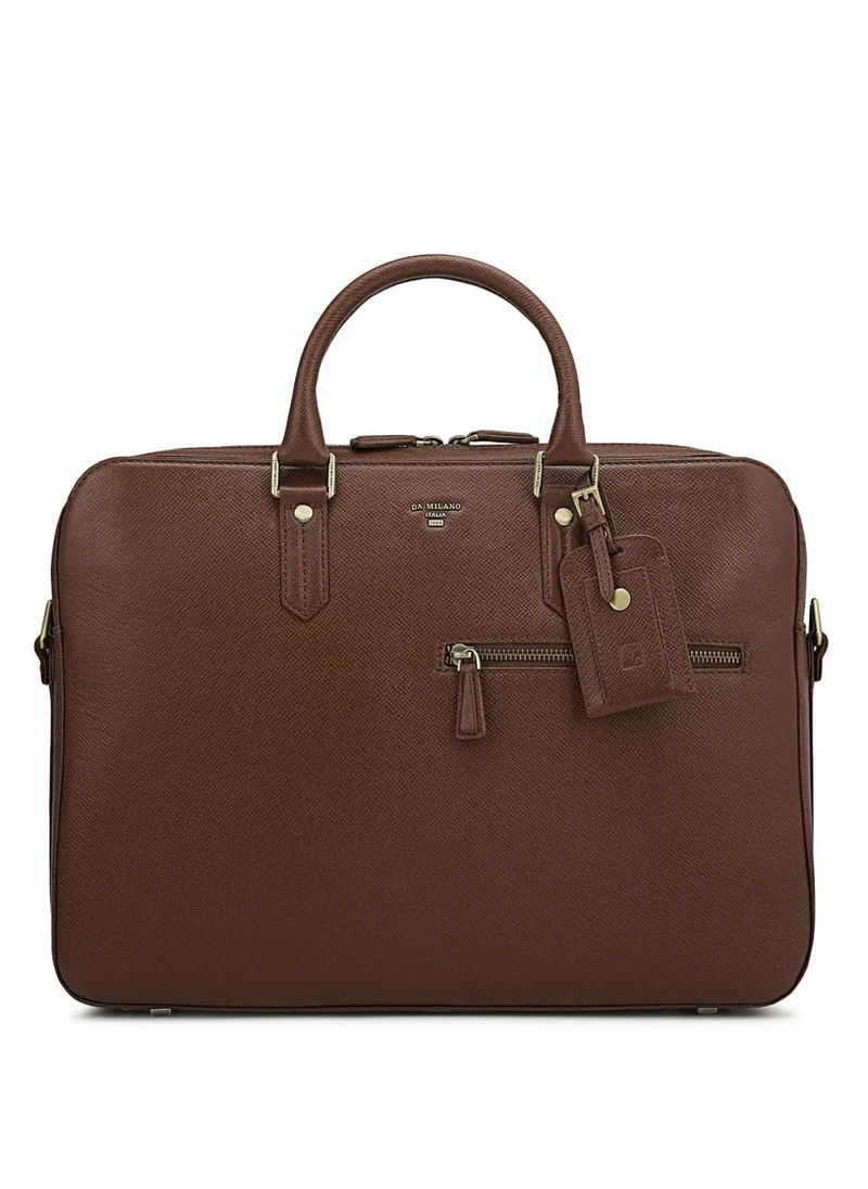 دا ميلانو حقيبة لاب توب جلد طبيعي بني من دا ميلانو