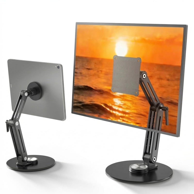 Jakeko Magnetic Portable Monitor Stand 15.6" - up to 16" 18.5 inch Tablet Holder for iPad VESA Mount 75mm for Desk Adjustable Foldable 360Â° Swivel (Up to 18.5'') - Image 1