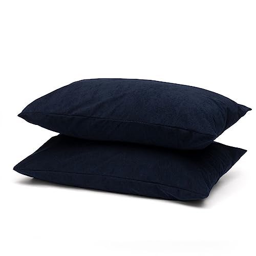 Wakefit Pillow Protector Waterproof | Terry Cotton | Pillow Inner Cover with Zip | 200 GSM | Navy-28x18 Inch | Set of 4 - Image 2
