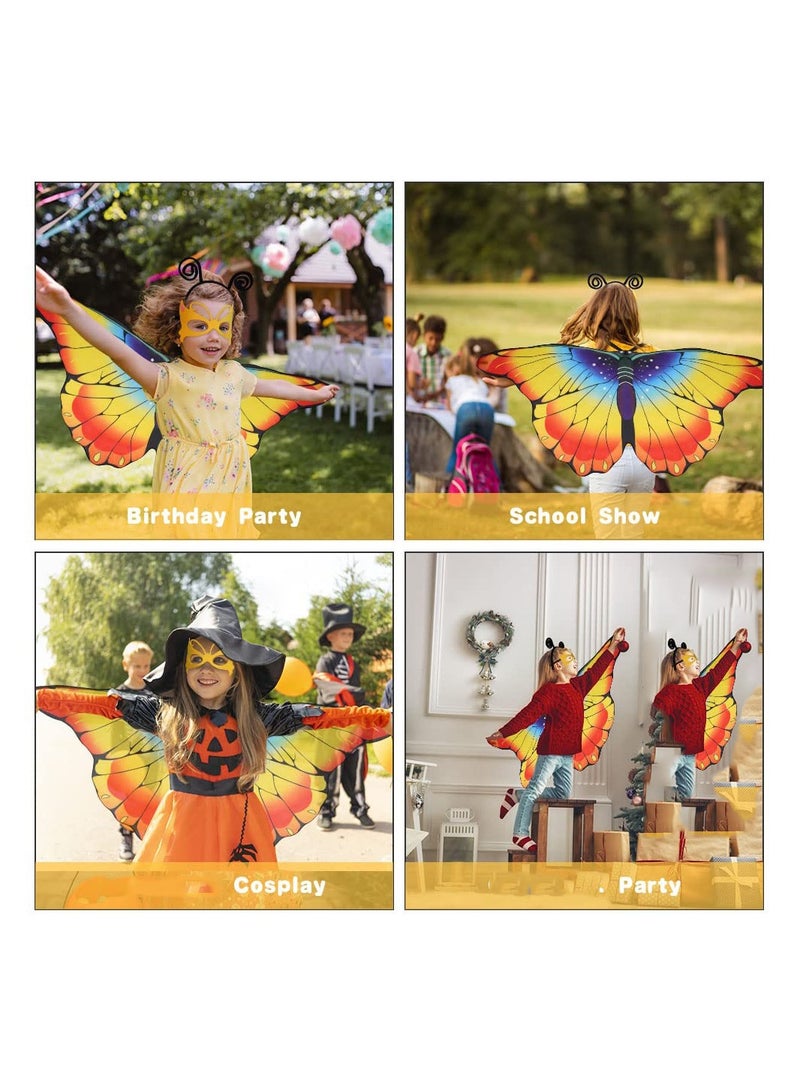 Zikra 3Pcs Kids erfly Cloak Performance Prop with Headband and Eye Mask Wings Animal Costume Birthday Insect Bug Party Toys Gifts Children's Stage Set - Image 3