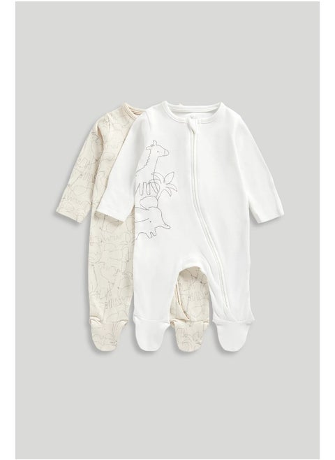My First Zip-Up Sleepsuits - 2 Pack