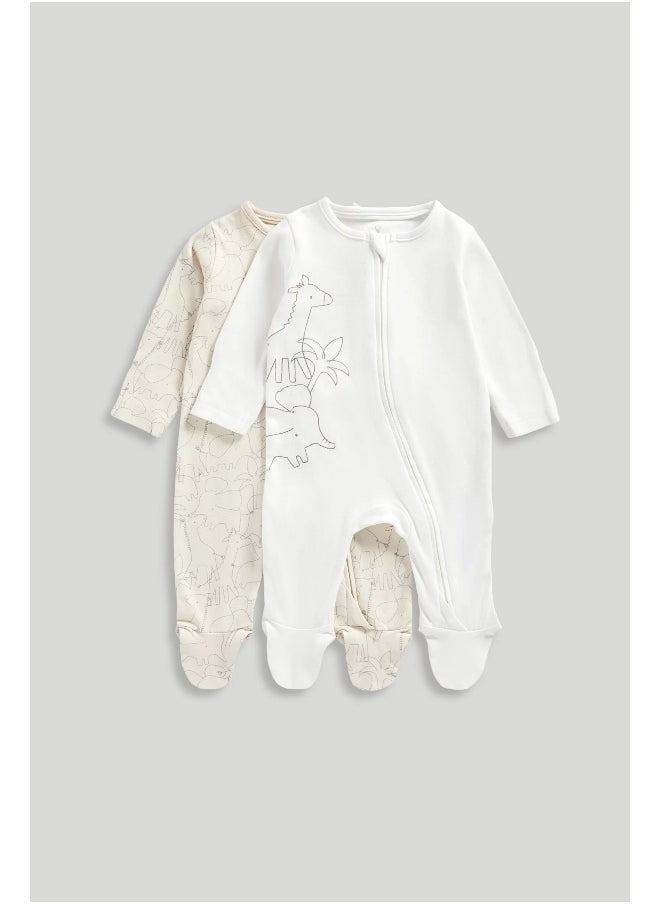 mothercare - My First Zip-Up Sleepsuits - 2 Pack - Image 1
