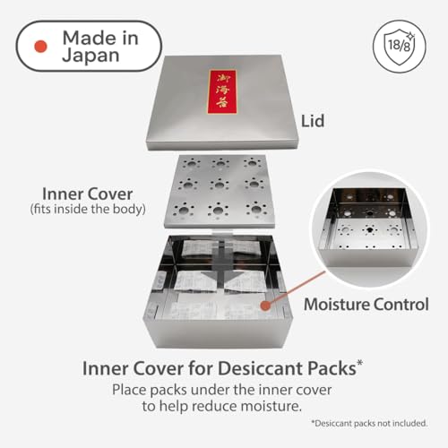 TIKUSAN Japanese Seaweed Container Sushi Nori Can Made in Japan Stainless Steel (Small) - Image 3