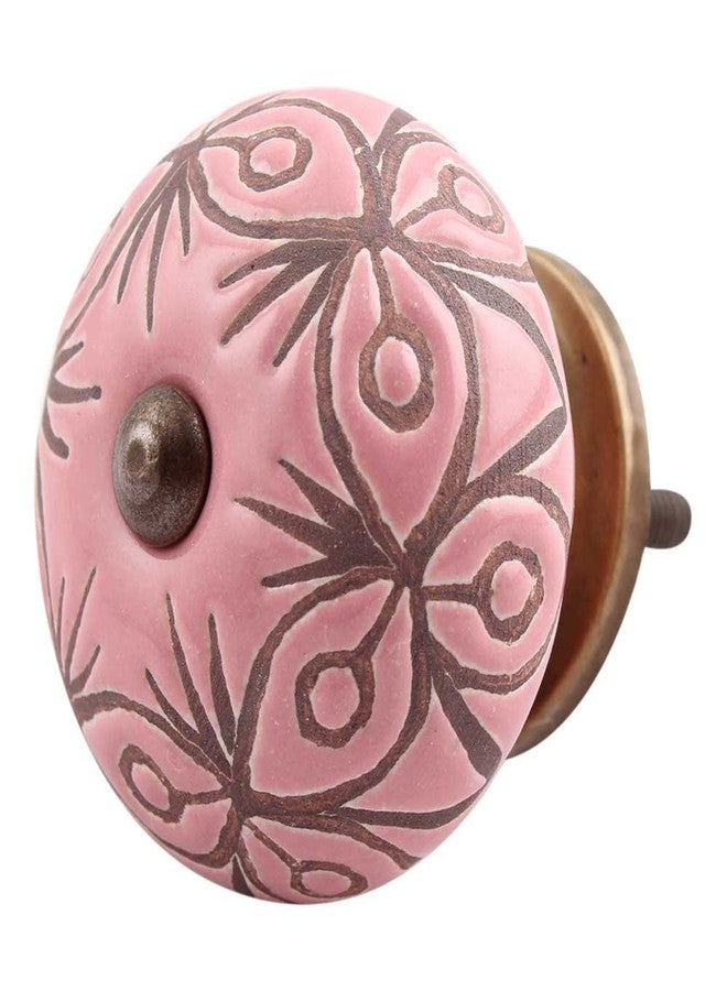 Indian-Shelf 2 Pieces Pink Floral Ceramic Drawer Knobs for Kitchen Cabinet Hardware Door Pulls Decorative Dresser Luxury Vintage Style - Image 1