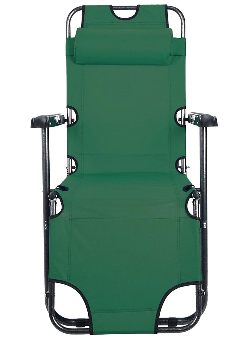 كادي ون كرسي استرخاء محمول قابل للطي لكبار السن، كرسي تخييم قابل للتعديل مزودة بوسادة رأس، مقعد رحلات بهيكل معدني متين مثالي للاستدخام الداخلي و الخارجي يحمل وزن 120 كيلو - Image 2