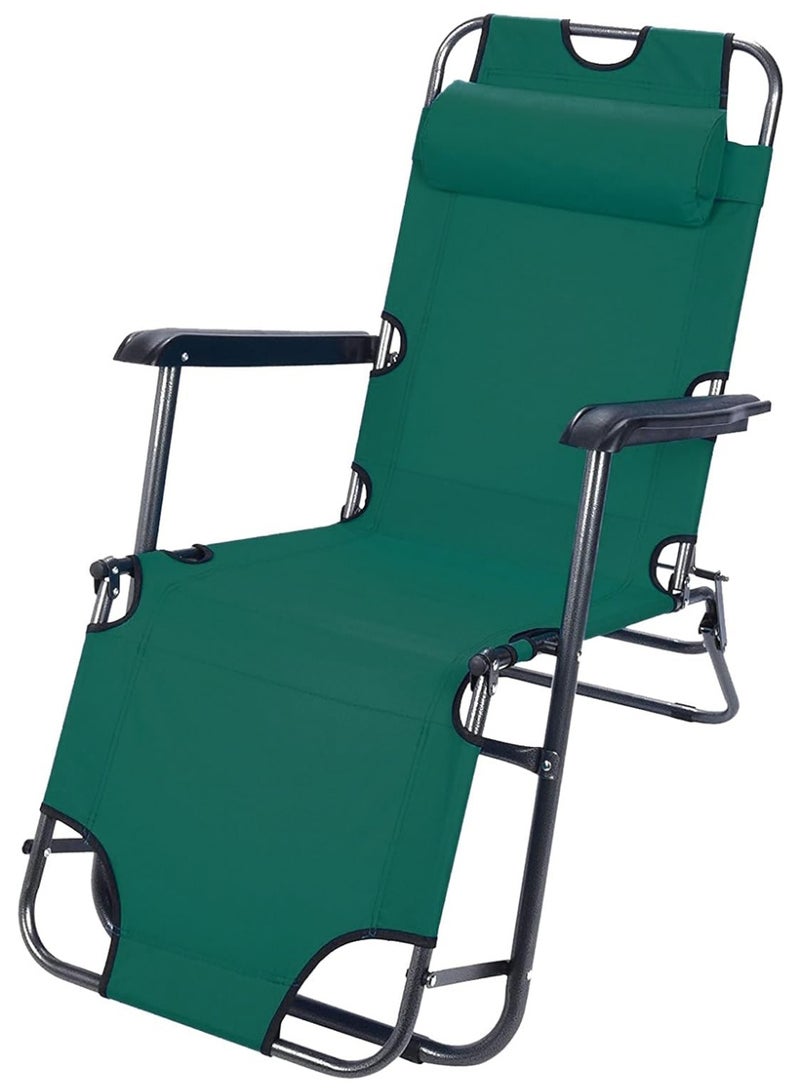 كادي ون كرسي استرخاء محمول قابل للطي لكبار السن، كرسي تخييم قابل للتعديل مزودة بوسادة رأس، مقعد رحلات بهيكل معدني متين مثالي للاستدخام الداخلي و الخارجي يحمل وزن 120 كيلو - Image 1