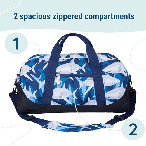 Wildkin Kids Overnighter Duffel Bag – Carry-On Size, Ideal for School & Sleepovers – Sharks - Image 5