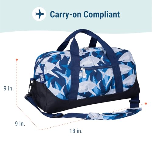 Wildkin Kids Overnighter Duffel Bag – Carry-On Size, Ideal for School & Sleepovers – Sharks - Image 4