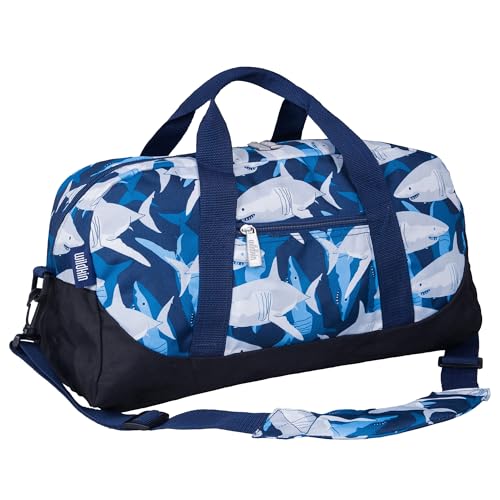 Wildkin Kids Overnighter Duffel Bag – Carry-On Size, Ideal for School & Sleepovers – Sharks - Image 1