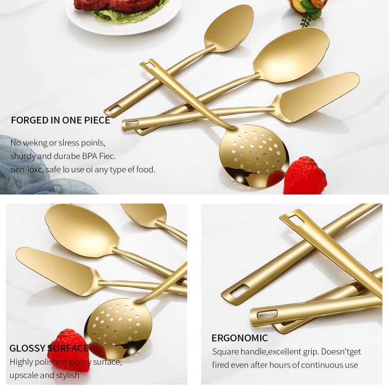 Lazycorner Cooking Utensil Set 11 Pcs Stainless Steel Kitchen Utensils Set Wok Utensils Kitchen Tool Set Spatula Set Heat Resistant Metal Kitchen Tools Ergonomic HandleEasy to Clean Dishwasher Safe - Image 3