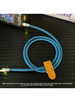 Creative Bee Net Luminous Silicone Data Cable Guest Double Typec Fast Charging Line Suitable For 16iPad Car Carplay-Color:2m [usb To For Iphone 12w]-Model:[blue] Silicone Data Cable [bee Net Rgb Luminous Data Cable]