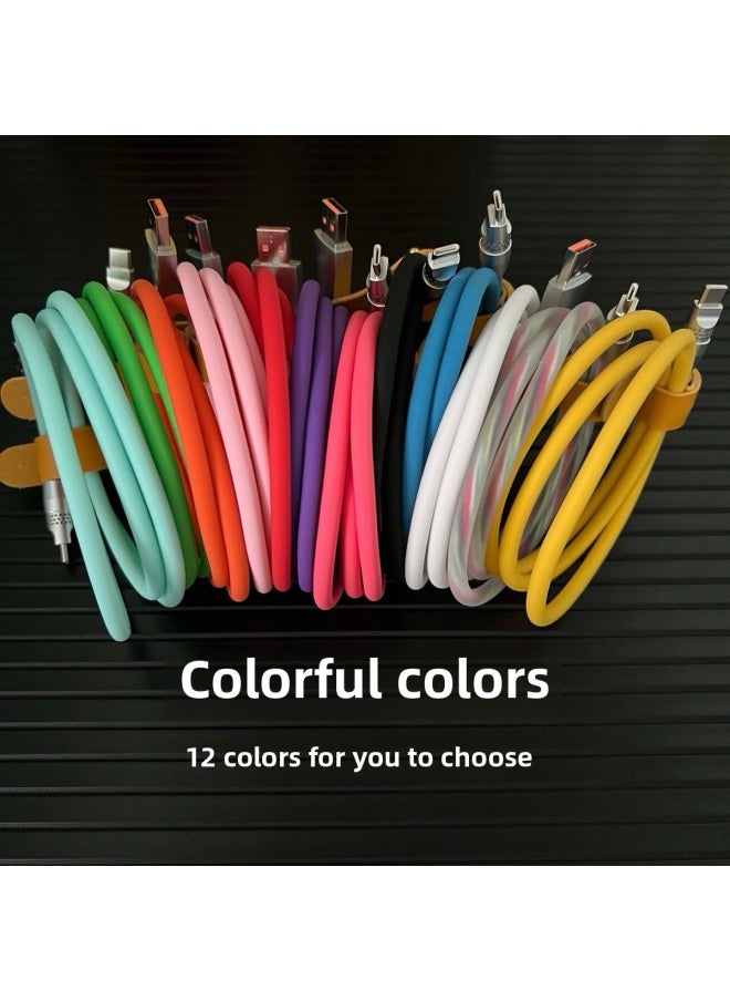 Generic - Creative Bee Net Luminous Silicone Data Cable Guest Double Typec Fast Charging Line Suitable For 16iPad Car Carplay-Color:2m [usb To For Iphone 12w]-Model:[blue] Silicone Data Cable [bee Net Rgb Luminous Data Cable] - Image 1