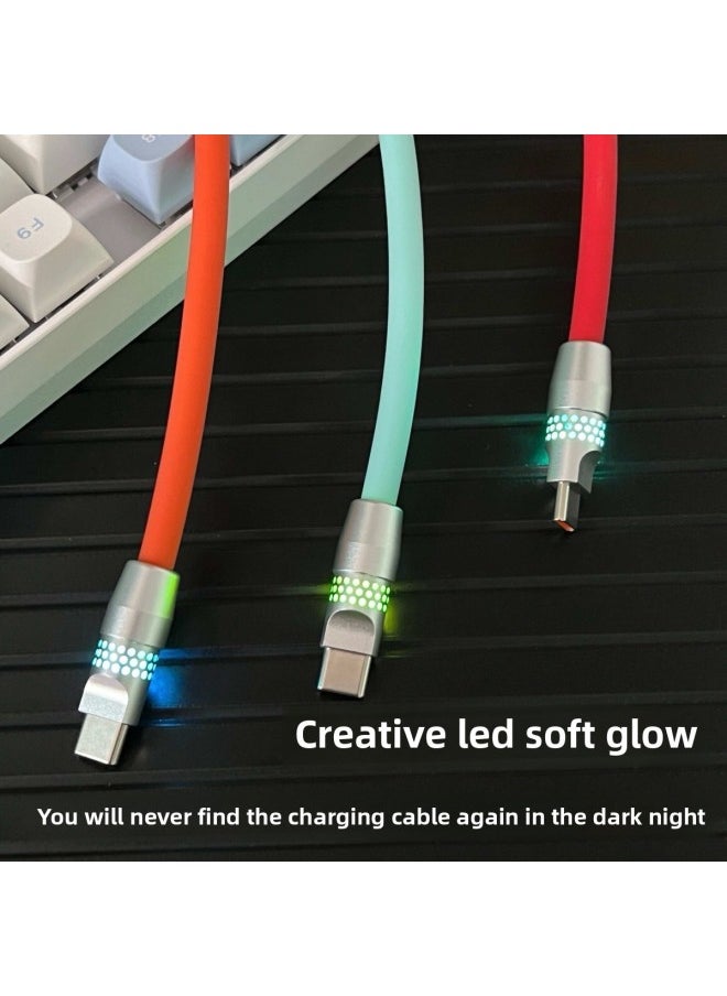 Generic - Creative Bee Net Luminous Silicone Data Cable Guest Double Typec Fast Charging Line Suitable For 16iPad Car Carplay-Color:2m [usb To For Iphone 12w]-Model:[blue] Silicone Data Cable [bee Net Rgb Luminous Data Cable] - Image 1