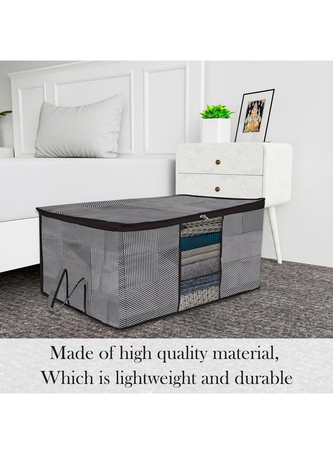 Kuber Industries Kuber Industries Underbed Storage Bag | Clothes Storage Organizer | Blanket Cover with Clear Window | Zipper Closure & Handle Cloth Organizer | Lining-Design | Large | Pack of 2 | Gray - Image 2