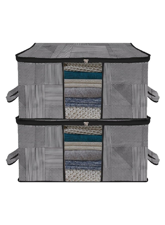 Kuber Industries Kuber Industries Underbed Storage Bag | Clothes Storage Organizer | Blanket Cover with Clear Window | Zipper Closure & Handle Cloth Organizer | Lining-Design | Large | Pack of 2 | Gray - Image 1