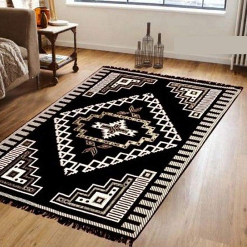 Purav Light Purav Light Premium Chenille Velvet Sitting Carpet for Home & Living Room (5x7 ft, Black) - Image 1
