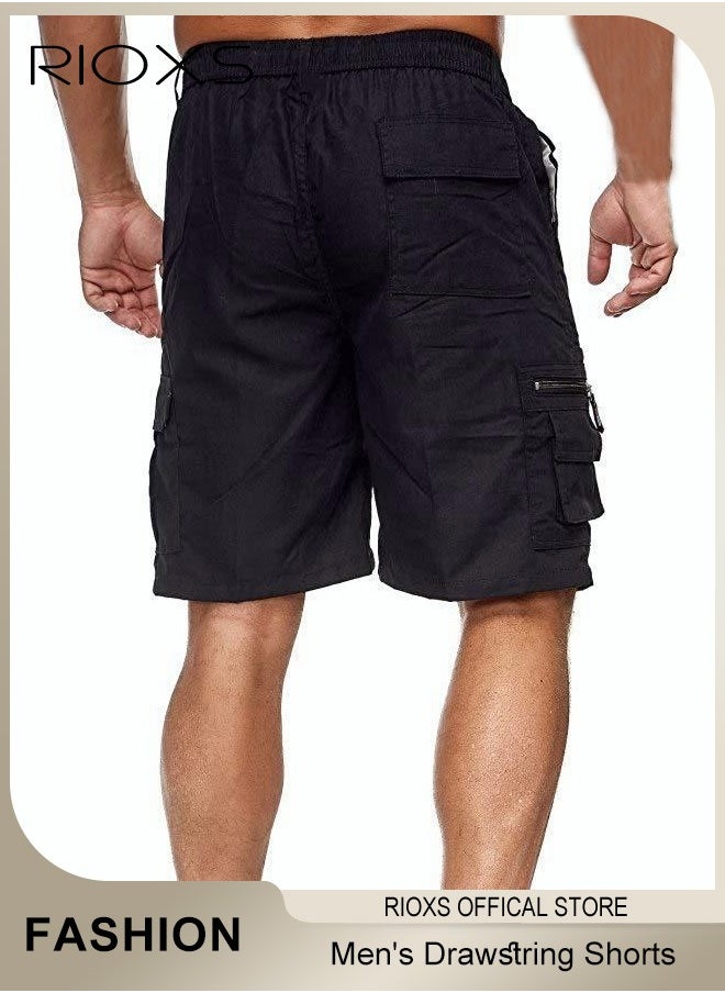 RIOXS - Men's Shorts,Lightweight Athletic Shorts,Quick-Dry Fitness Shorts,Drawstring Short Sweatpants With Pockets,Knee Length Shorts For Gym Workout Running,Stretch Shorts For Men - Image 1