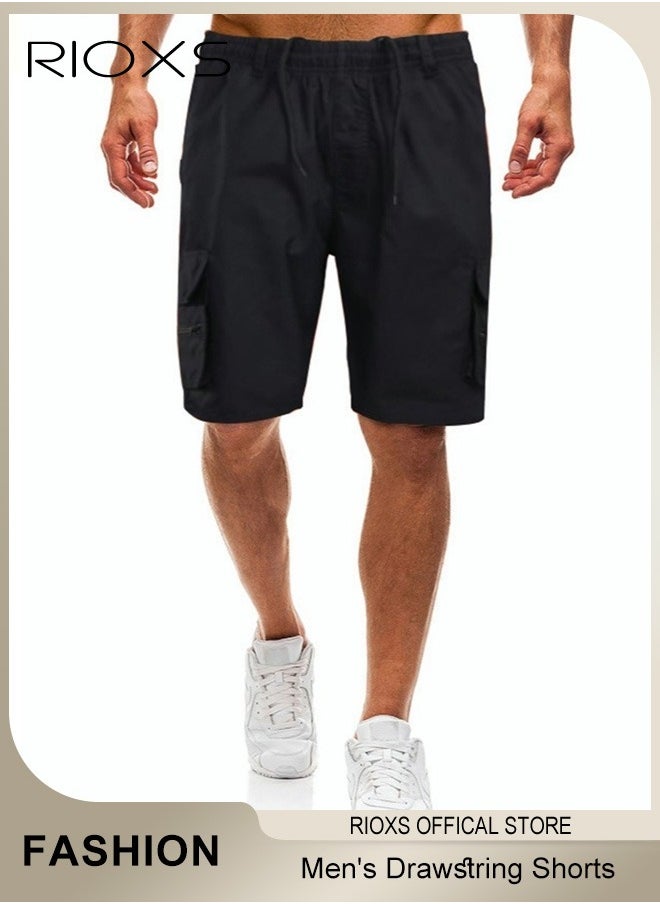 RIOXS - Men's Shorts,Lightweight Athletic Shorts,Quick-Dry Fitness Shorts,Drawstring Short Sweatpants With Pockets,Knee Length Shorts For Gym Workout Running,Stretch Shorts For Men - Image 1