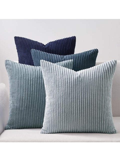 4 PCS Blue Cushion Covers,50cm x 50cm Winter Sofa Bed Colorful Cushions Soft Pillow Case,Decorative Cushions Pillow Cover for Livingroom Bedroom, Invisible Zipper