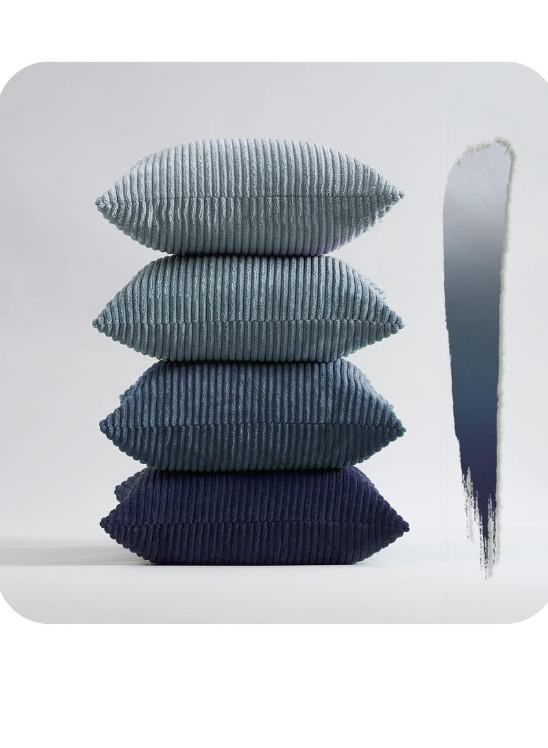 4 قطع من أغطية الوسائد الزرقاء، 50 سم × 50 سم، أريكة سرير شتوية، وسائد ملونة، غطاء وسادة ناعم، غطاء وسادة مزخرف لغرفة المعيشة وغرفة النوم، سحاب غير مرئي - Image 3