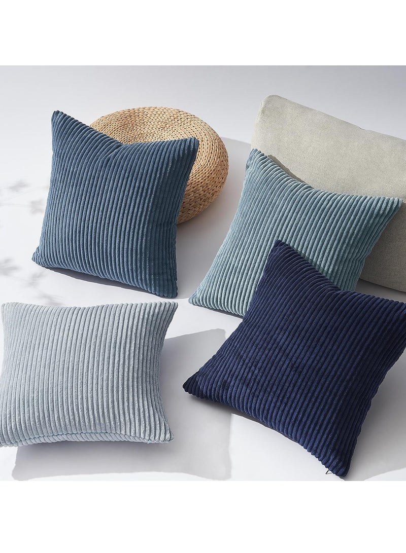 4 قطع من أغطية الوسائد الزرقاء، 50 سم × 50 سم، أريكة سرير شتوية، وسائد ملونة، غطاء وسادة ناعم، غطاء وسادة مزخرف لغرفة المعيشة وغرفة النوم، سحاب غير مرئي - Image 4