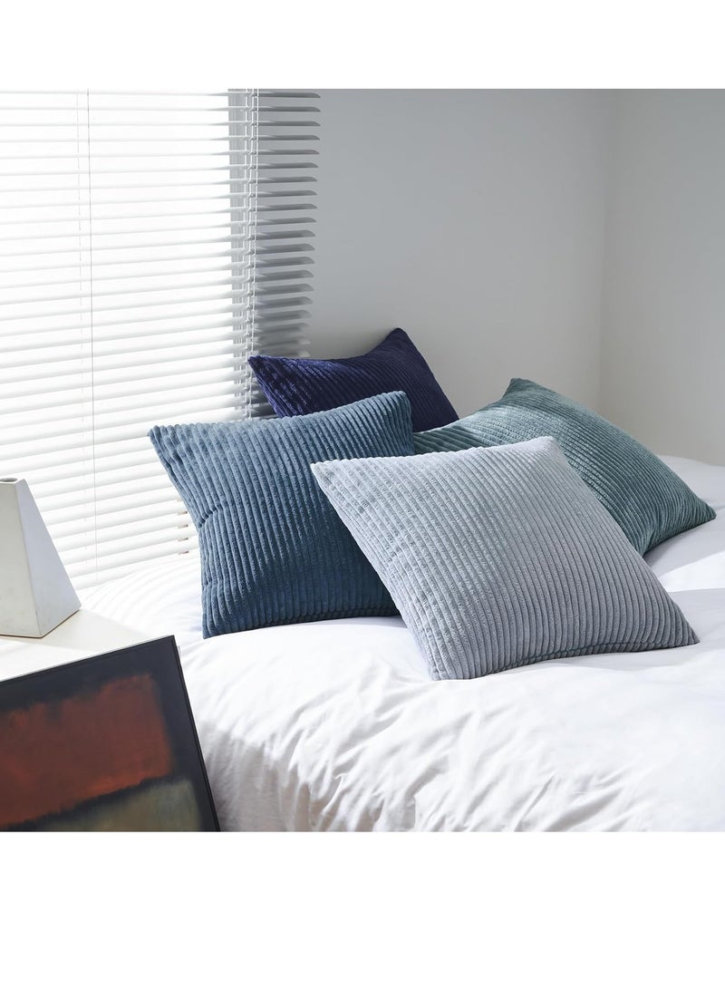 4 قطع من أغطية الوسائد الزرقاء، 50 سم × 50 سم، أريكة سرير شتوية، وسائد ملونة، غطاء وسادة ناعم، غطاء وسادة مزخرف لغرفة المعيشة وغرفة النوم، سحاب غير مرئي - Image 5