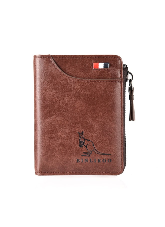 Generic - Benli Kangaroo 2003 Coin Purse Multi-card Slot Card Holder Anti-theft Brush Wallet Leather Material Compact Size-Color:2001 Khaki + Gift Box - Image 1