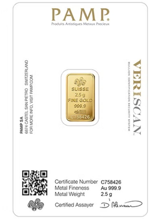FK Jewellers Suisse Pamp Queen 24K (999.9) 2.5g Gold Bar - Image 2