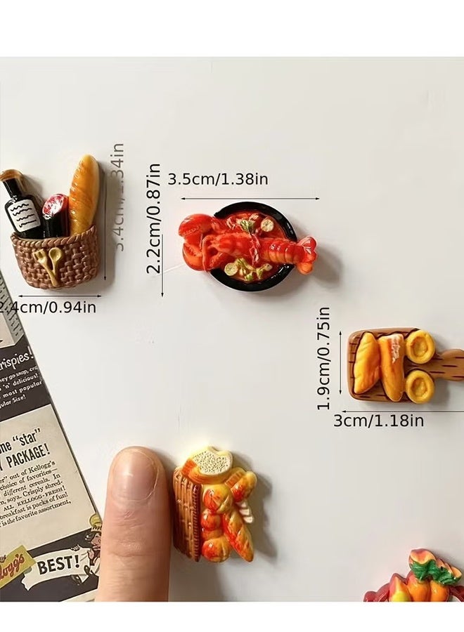 Happy D 12-Piece Food Shaped Fridge Magnets Set – 3D Resin Refrigerator Stickers for Home & Kitchen Decoration - Image 5